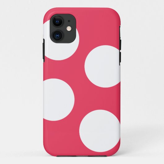 Roter Hintergrund mit weißen Kreisen. Polka Dot Case-Mate iPhone Hülle (Rückseite)