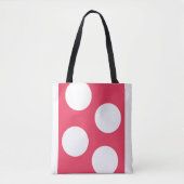 Roter Hintergrund mit weißen Kreisen. Polka Dot Tasche (Vorderseite)