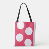 Roter Hintergrund mit weißen Kreisen. Polka Dot Tasche (Rückseite)