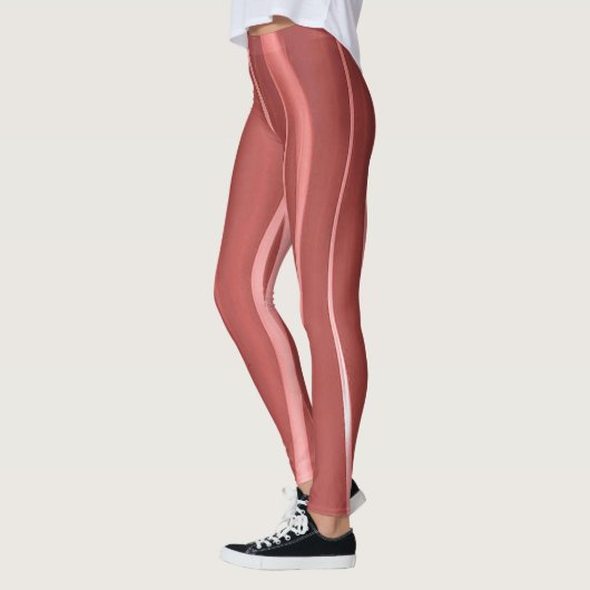 Roter Hintergrund und weiße Streifen Leggings (Links)