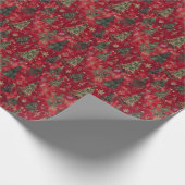 Roter Hintergrund Weihnachten: Ein Wald mit Bäumen Geschenkpapier (Ecke)