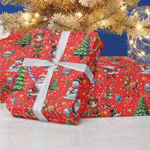 Roter Hintergrund Weihnachtsdekorationsmuster Geschenkpapier