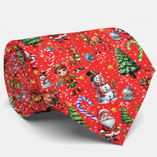 Roter Hintergrund Weihnachtsdekorationsmuster Krawatte