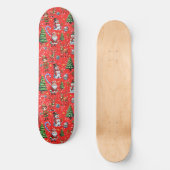 Roter Hintergrund Weihnachtsdekorationsmuster Skateboard (Vorderseite)