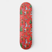 Roter Hintergrund Weihnachtsdekorationsmuster Skateboard (Vorderseite)