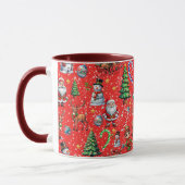Roter Hintergrund Weihnachtsdekorationsmuster Tasse (Links)