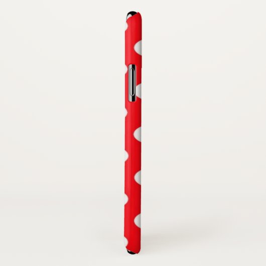 Roter Hintergrund-Weiß-Tupfen Case-Mate iPhone Hülle (Hinten/Rechts)