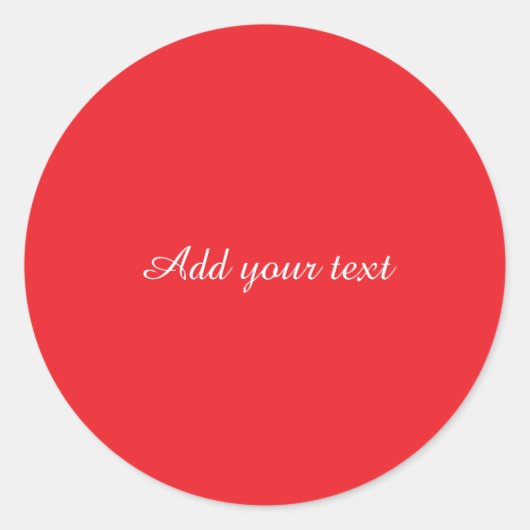 Roter Hintergrund, weißer Text, Vorlage Runder Aufkleber (Vorderseite)