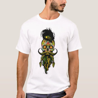 Roter Hipster Skull Bartvogel T-Shirt