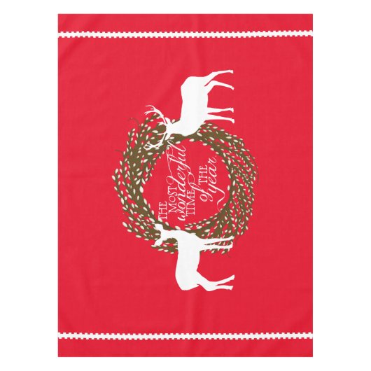 Roter Hirsch schönste Zeit Kranz Tablette Tischdecke (Vorderseite)