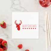 Roter Hirschkopf und Sterne mit Text frohe Weihnac Serviette (Beispiel)