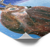 Roter Hirschstag im Schnee Poster (Ecke)