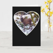 Roter Hirschstau im Schnee Herzgrußkarte Hinzufüge Karte (Gelbe Blume)