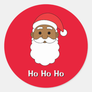Roter Ho Ho Ho Afroamerikanischer Weihnachtsmann F Runder Aufkleber