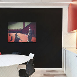 Roter Hof mit Statuen | Metaphysische Kunst Poster