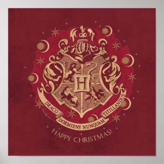 Roter HOGWARTS™-Wappen-Weihnachtskranz Poster (Vorne)