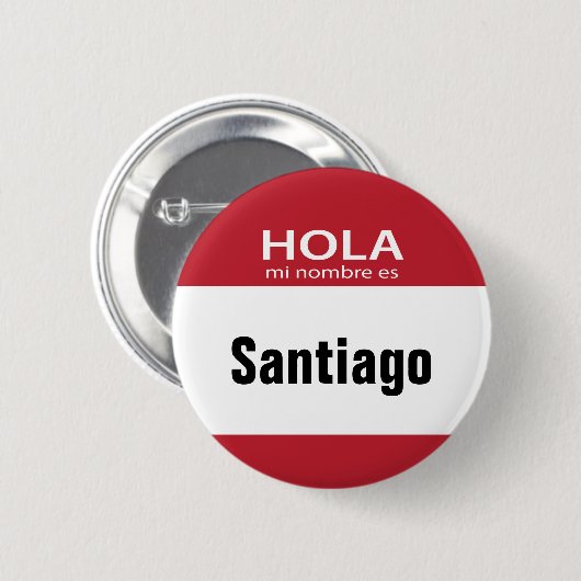 Roter Hola MI Nombre Es hallo Knopf Button (Vorne & Hinten)