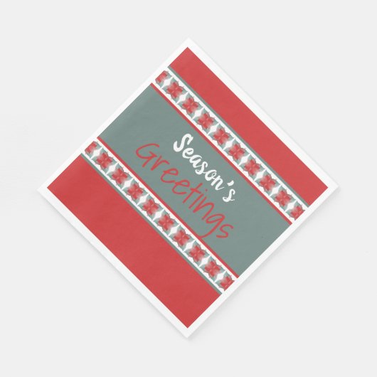 Roter Holiday Gruß Papier Napkins mit Aquamarinen Serviette (Ecke)