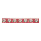 Roter Holiday Ribbon Rosa Dots Polar Bear n Snowma Satinband (Vorderseite)