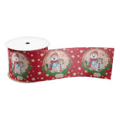 Roter Holiday Ribbon Rosa Dots Polar Bear n Snowma Satinband (Spule)