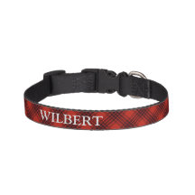 Roter Holzfäller-kariertes Name-Hundehalsband