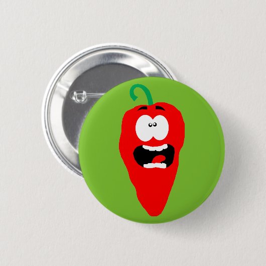 Roter Hot Chili Pepper Button (Vorne & Hinten)