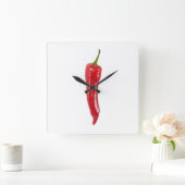 Roter Hot-Chili-Uhr Quadratische Wanduhr (Zuhause)