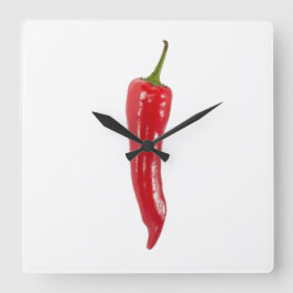 Roter Hot-Chili-Uhr Quadratische Wanduhr