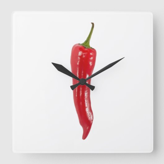 Roter Hot-Chili-Uhr Quadratische Wanduhr (Vorderseite)