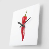 Roter Hot-Chili-Uhr Quadratische Wanduhr (Winkel)