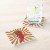 Roter Hot Pepper Diva Imitate Stickerei drucken Glasuntersetzer (Schrägansicht)