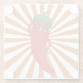 Roter Hot Pepper Diva Imitate Stickerei drucken Glasuntersetzer (Rückseite)