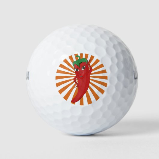 Roter Hot Pepper Diva Imitate Stickerei drucken Golfball (Vorderseite)