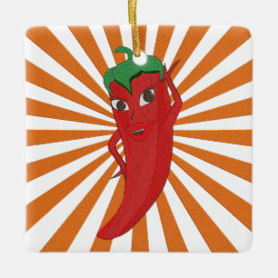 Roter Hot Pepper Diva Imitate Stickerei drucken Keramikornament