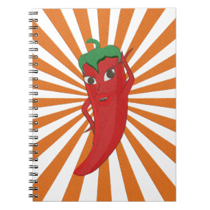 Roter Hot Pepper Diva Imitate Stickerei drucken Notizblock