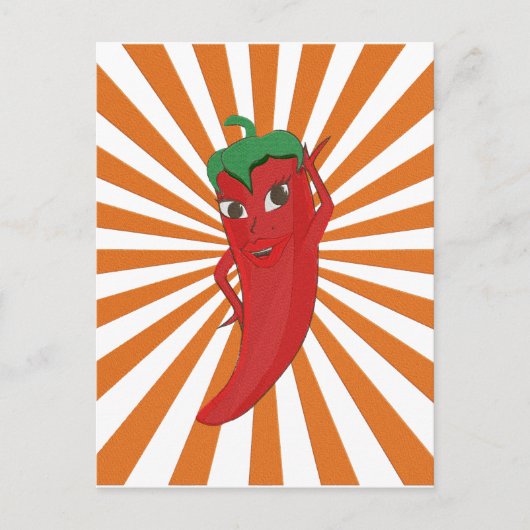 Roter Hot Pepper Diva Imitate Stickerei drucken Postkarte (Vorderseite)