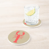 Roter Hummer auf Khaki Getränkeuntersetzer (Seite)