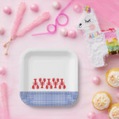 Roter Hummer Blau Weißer Gingham Küste Party Tafel Pappteller (Party)