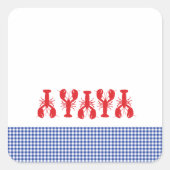 Roter Hummer Blue White Gingham Coast Sticker (Vorderseite)