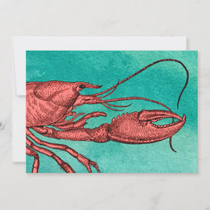 Roter Hummer Clambake-Karte Einladung Vintage-Bild