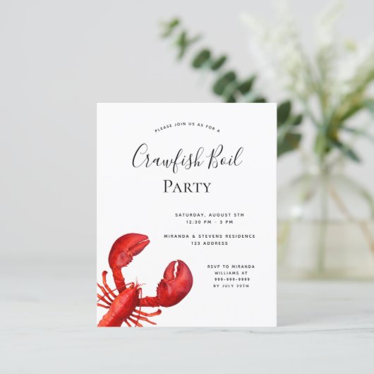 Roter Hummer-Einladung für Party-Krautfisch (Stehend Vorderseite)