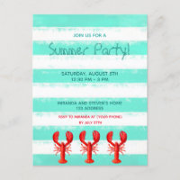 Roter Hummer, grüne Party Einladung