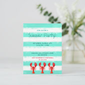 Roter Hummer, grüne Party Einladung Postkarte (Stehend Vorderseite)