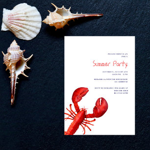 Roter Hummer im Sommer Party Einladung