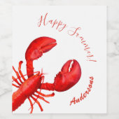 Roter Hummer mit weißem, fröhlichen Sommernamen Weinetikett (Einzelnes Label)