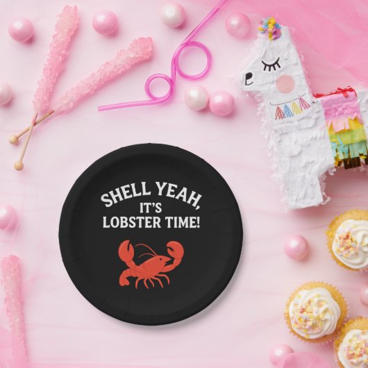 Roter Hummer Party Zitat Retroschwarz Pappteller (Party)