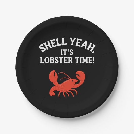 Roter Hummer Party Zitat Retroschwarz Pappteller (Vorderseite)