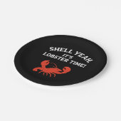 Roter Hummer Party Zitat Retroschwarz Pappteller (Schrägansicht)