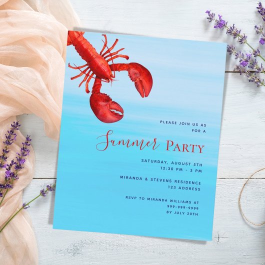 Roter Hummer Seehaushalt Sommerliche Party Einladu