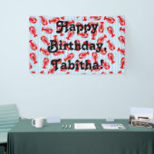 Roter Hummer-Tiermuster auf blauen Streifen Banner (Messeveranstaltung)